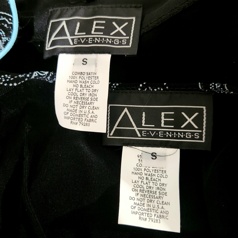 Alex Evenings 2 Piece Glitter Paisley Tank Jacket Set Black Blue Womens S New - Picture 8 of 12